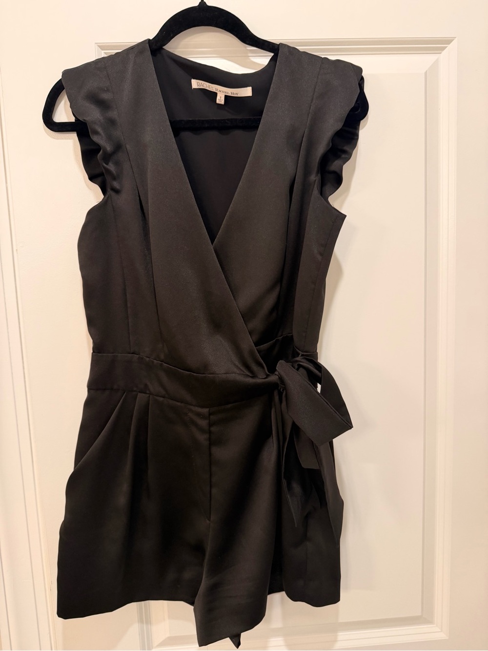 RACHEL Rachel Roy Black Wrap Romper with Side Tie